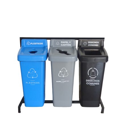 Punto Ecológico con Estructura Metálica de 3 tachos | Simple