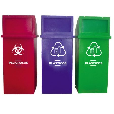 Punto ecológico con 3 tachos plásticos | 90 litros